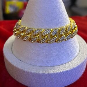 Gold‎ cuban Chain link CZ Bracelet